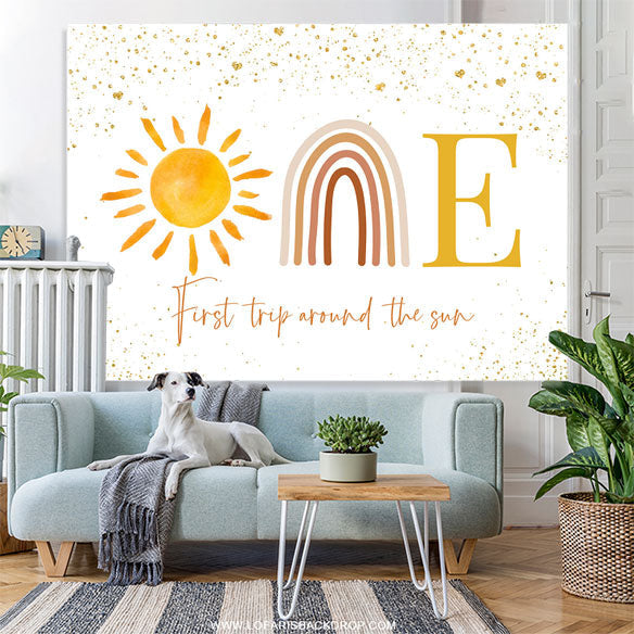 Lofaris First Trip Around The Sun 1st Birthday Backdrop