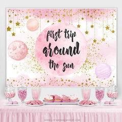 Lofaris First Trip Around The Sun Pink Gold Birthday Backdrop