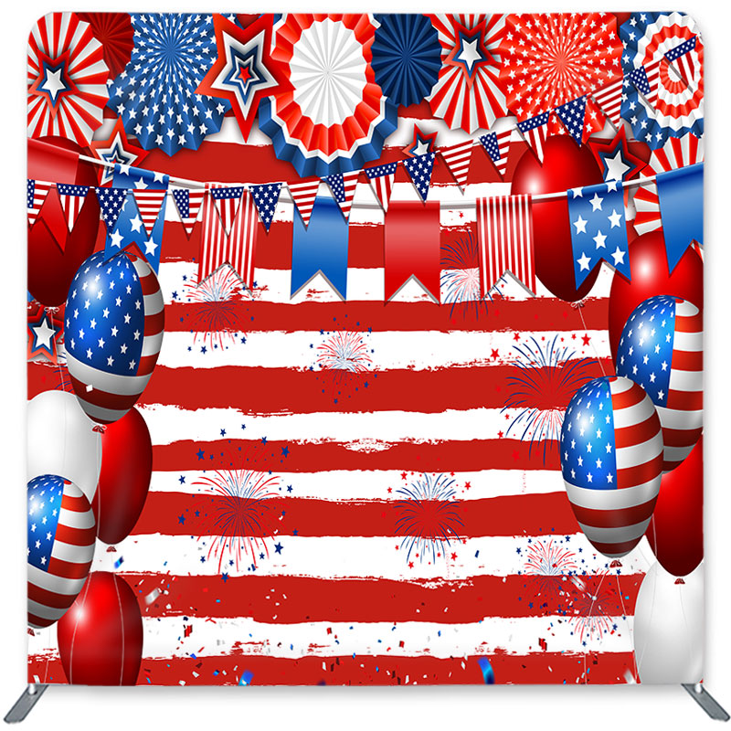 Lofaris Flag Balloons Double-Sided Backdrop for Independence Day