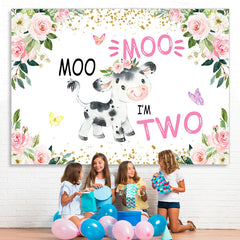 Lofaris Floral And A Cow With Butterfly Happy 2Nd Birthday