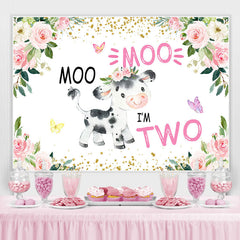 Lofaris Floral And A Cow With Butterfly Happy 2Nd Birthday