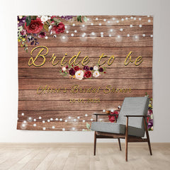 Lofaris Floral And Glitter Bokeh Wooden Bridal Shower Backdrop