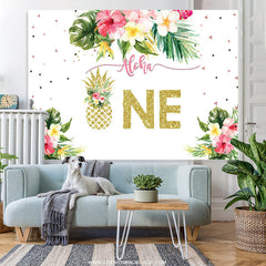 Lofaris Floral And Glitter Hawaii Happy 1St Birthday Backdrop