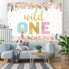 Lofaris Floral And Glitter Wild One Happy Birthday Backdrop