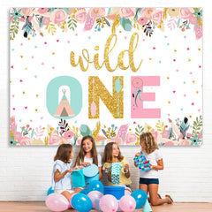 Lofaris Floral And Glitter Wild One Happy Birthday Backdrop