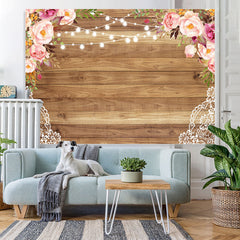 Lofaris Floral And Glitter Wooden Backdrop For Wedding Party