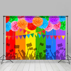 Lofaris Floral And Rainbow Stripe Base Backdrop For Party