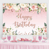Lofaris Floral And Sweet Pink Glitter Backdrop For Birthday