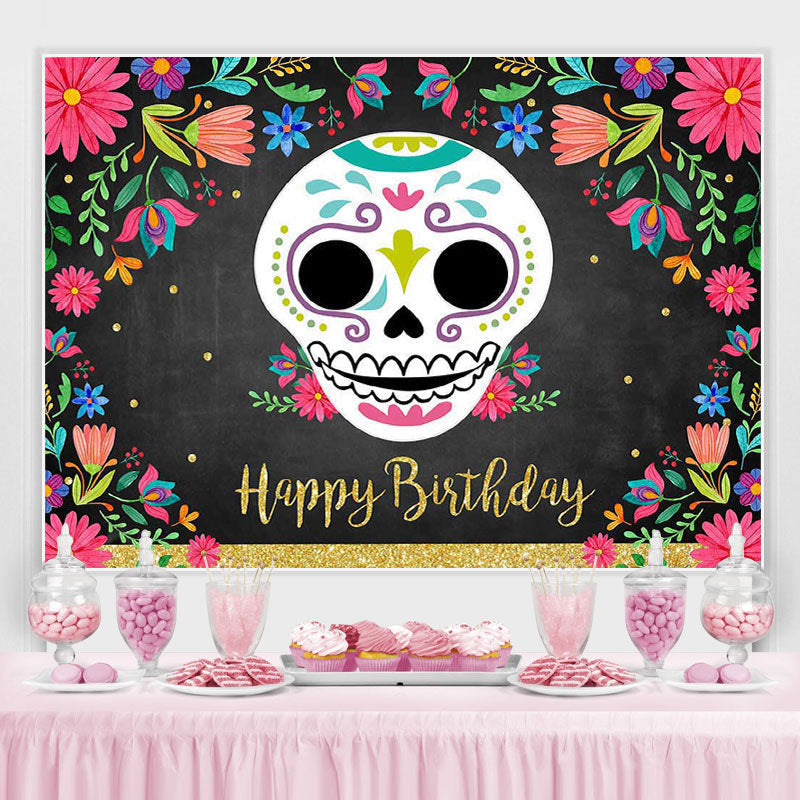 Lofaris Floral Black Photoshoot Backdrop for Birthday Party