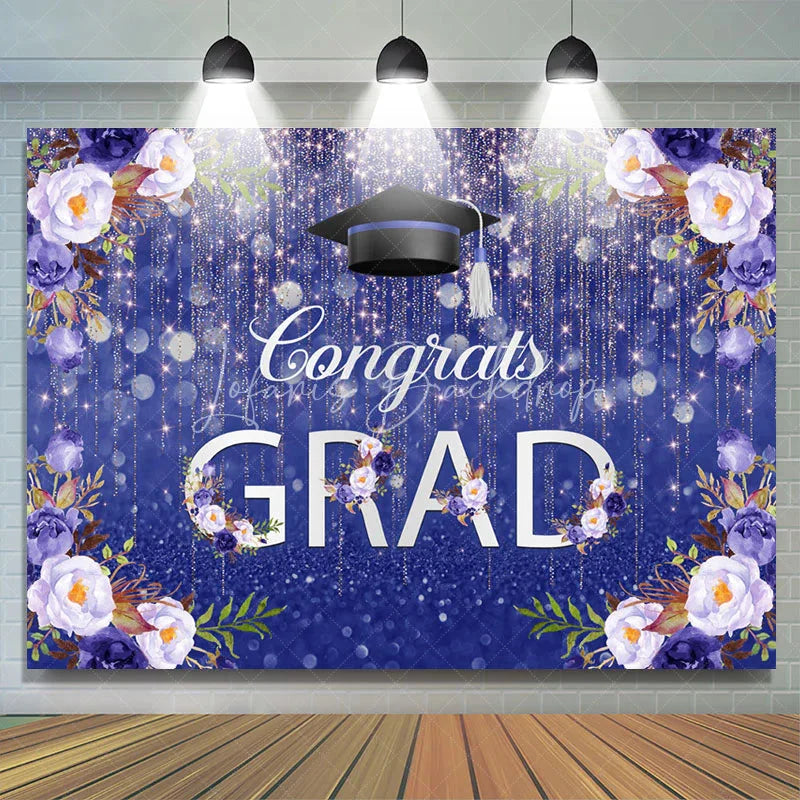 Lofaris Floral Bokeh Congrats Grad Celebration Backdrop