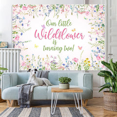 Lofaris Floral Butterfly Pink Spring Happy 2Nd Birthday Backdrop
