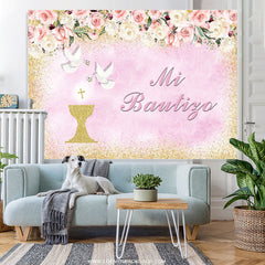 Lofaris Floral Dove Mi Bautizo Baptism For Baby Girl Backdrop