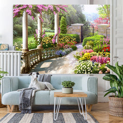 Lofaris Floral Garden And Green Plants Happy Spring Backdrop