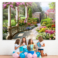 Lofaris Floral Garden And Green Plants Happy Spring Backdrop