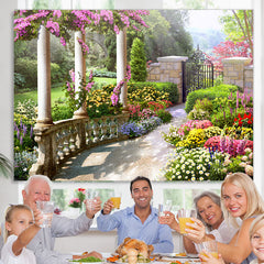 Lofaris Floral Garden And Green Plants Happy Spring Backdrop