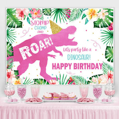 Lofaris Floral Glitter Dinosaur Theme Happy Birthday Backdrop