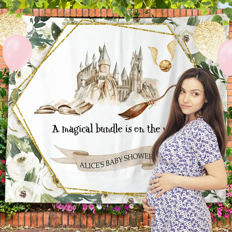 Lofaris Floral Harry Potter Theme Custom Baby Shower Backdrop