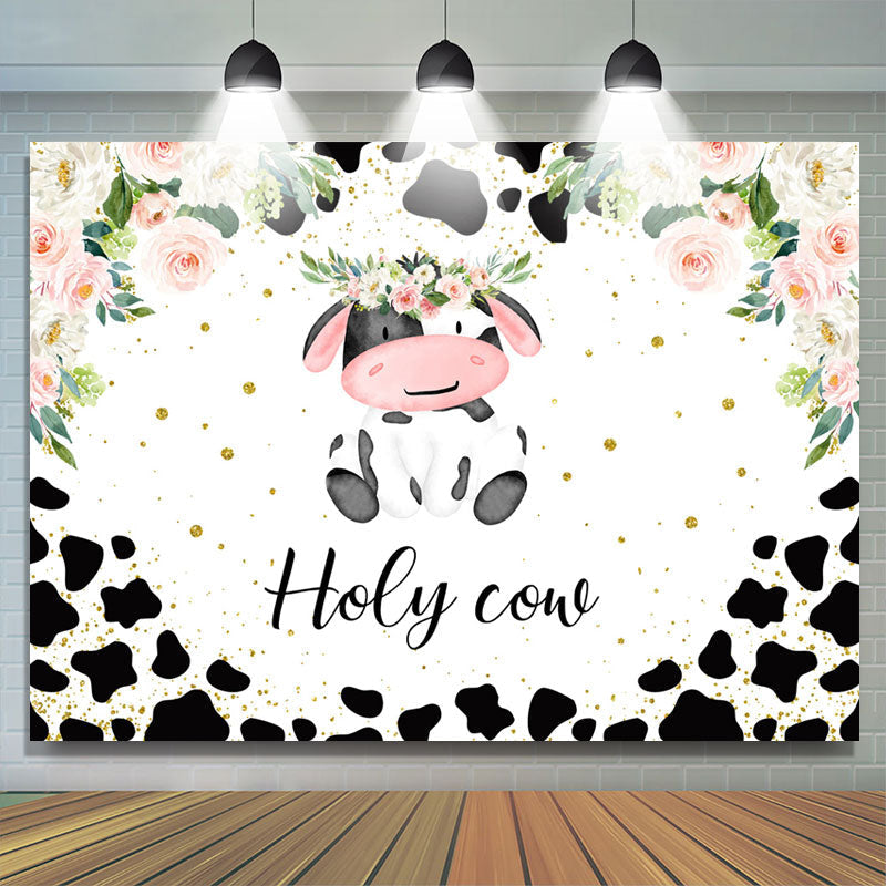 Lofaris Floral Holy Cow Sweet Animal Backdrop For Event