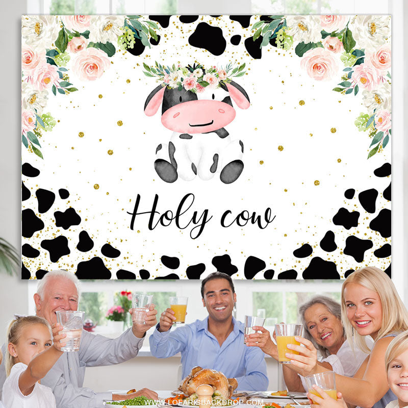 Lofaris Floral Holy Cow Sweet Animal Backdrop For Event