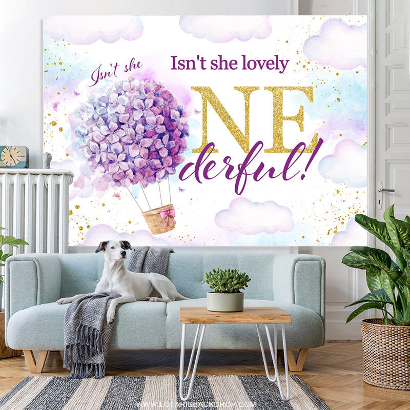 Lofaris Floral Hot Air Balloon Sky 1St Birthday Backdrop