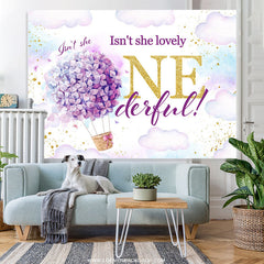 Lofaris Floral Hot Air Balloon Sky 1St Birthday Backdrop