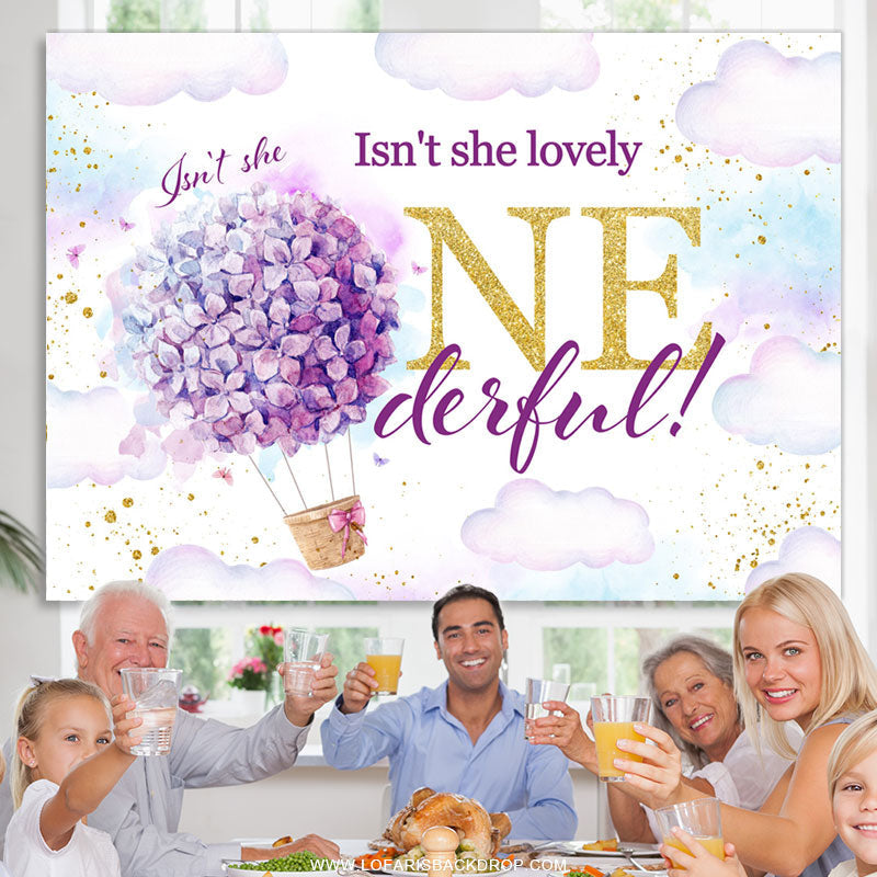 Lofaris Floral Hot Air Balloon Sky 1St Birthday Backdrop