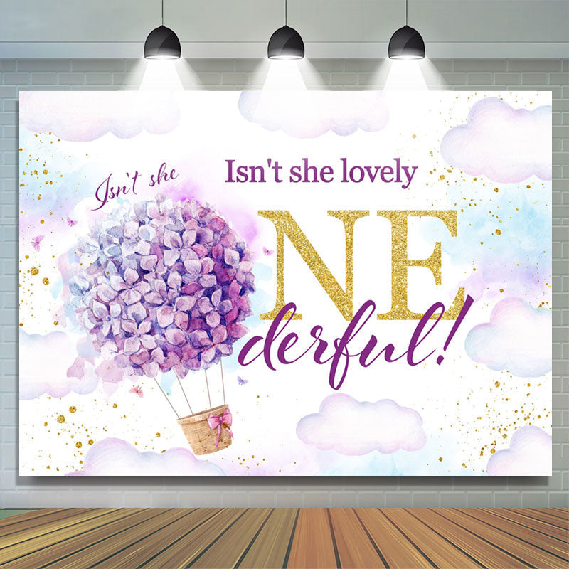 Lofaris Floral Hot Air Balloon Sky 1St Birthday Backdrop