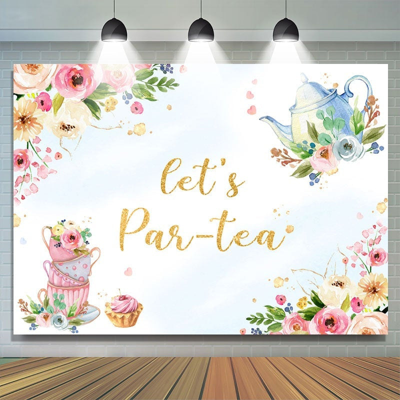 Lofaris Floral Lets Par-tea Photoshoot Backdrop for Party