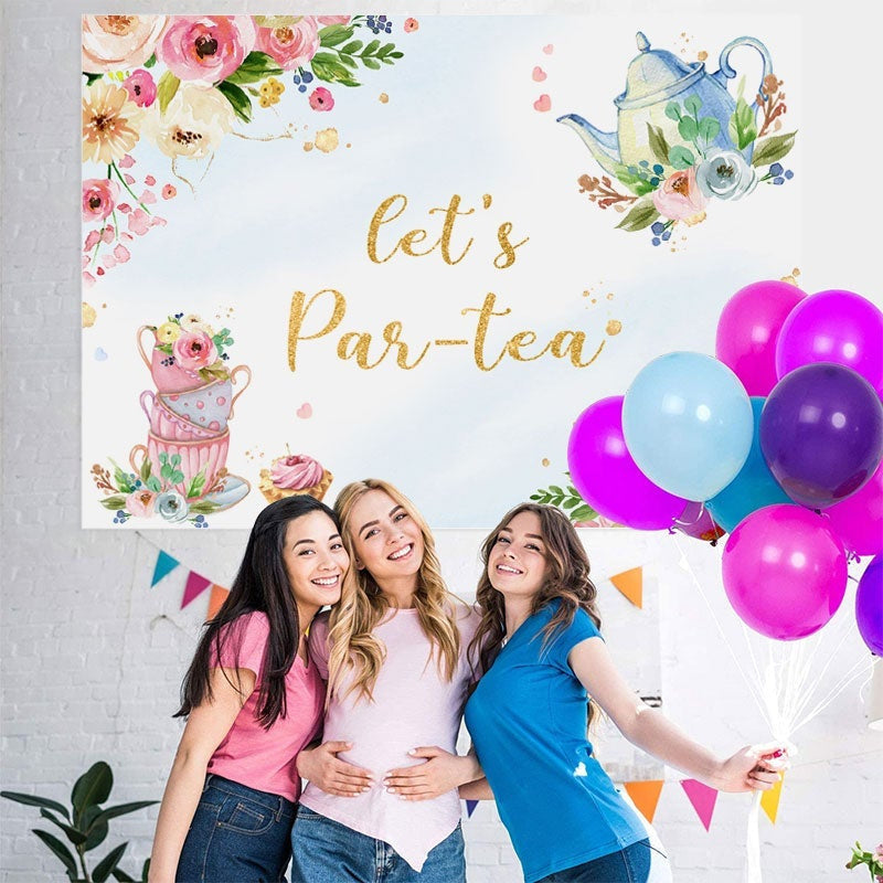 Lofaris Floral Lets Par-tea Photoshoot Backdrop for Party