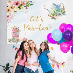 Lofaris Floral Lets Par-tea Photoshoot Backdrop for Party