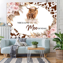 Lofaris Floral Little Moo Is On The Way Baby Shower Backdrop