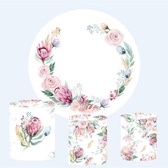 Lofaris Floral Simple White Round Boho Wedding Backdrop Kit