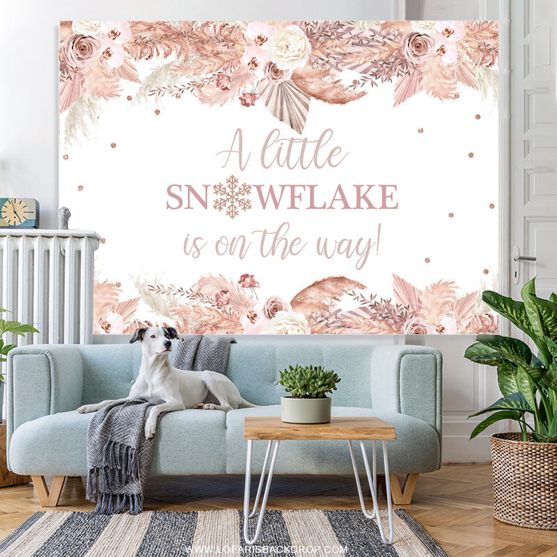 Lofaris Floral Snowflake Is On The Way Baby Shower Backdrop
