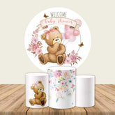 Lofaris Floral Teddy Bear Balloons Baby Shower Backdrop Kit