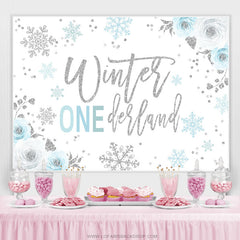 Lofaris Floral Winter Onederland Snowflake Birthday Backdrop