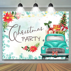 Lofaris Floral With Gifts Car Merry Christmas Holiday Backdrop