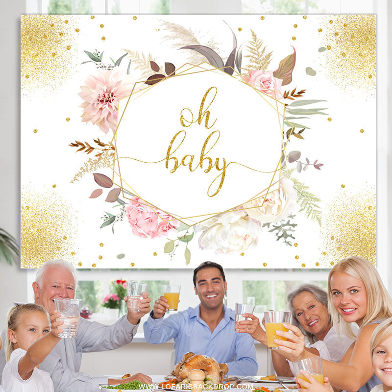 Lofaris Floral With Leaves Boho Baby Shower Backdrop For Girl