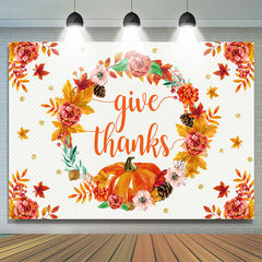 Lofaris Floral With Pumpkin Autumn Thanksgiving Day Backdrop