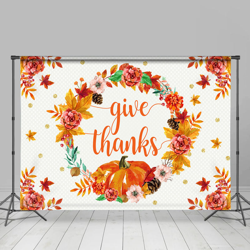 Lofaris Floral With Pumpkin Autumn Thanksgiving Day Backdrop