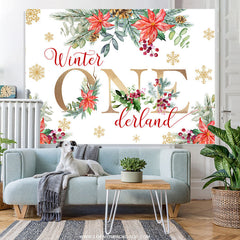 Lofaris Floral With Snowflake Winter Onederland Backdrop