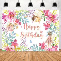 Lofaris Flower And Girls Happy Birthday Backdorp For Party