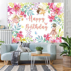 Lofaris Flower And Girls Happy Birthday Backdorp For Party