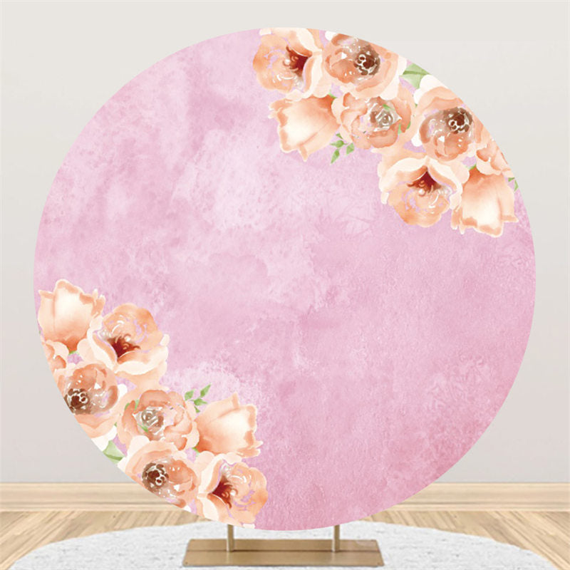 Lofaris Flower Pink Theme Birthday Round Backdrop For Party