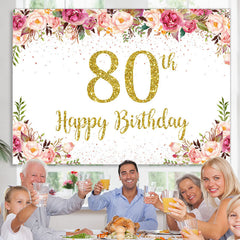 Lofaris Flowers Lovely Happy 80Th Birthday Backdrop For Women