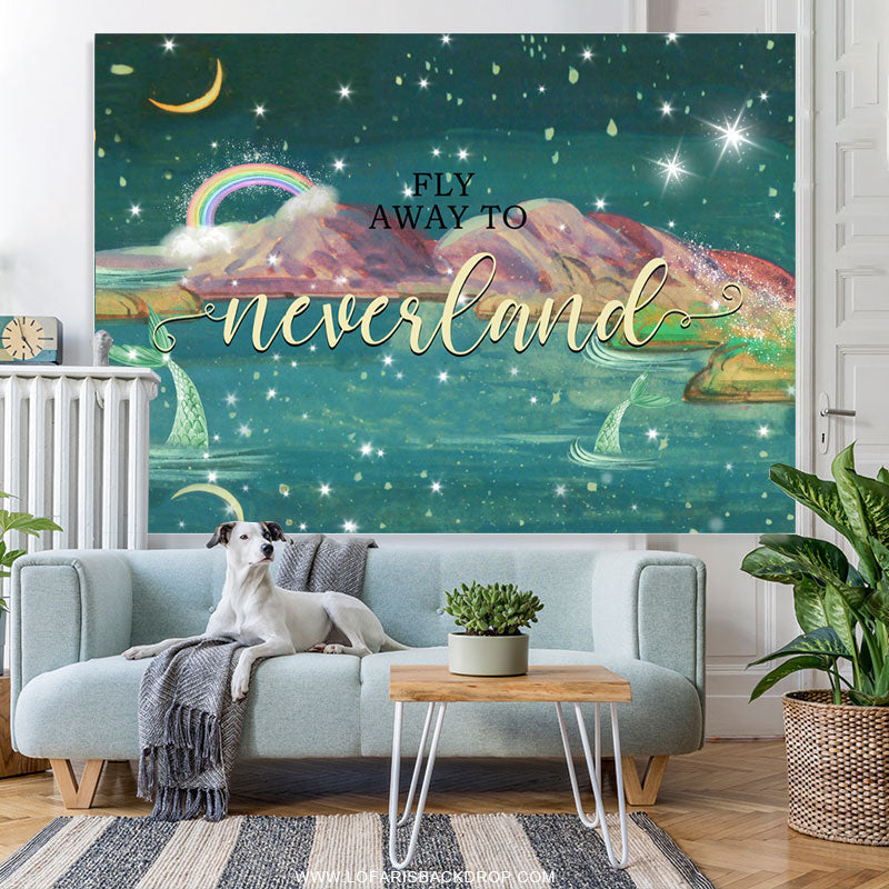 Lofaris Fly Away To Neverland Winter Night Baby Shower Backdrop