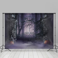 Lofaris Foggy Night Ghost Scary Pumpkin Halloween Backdrop