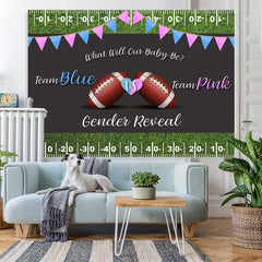 Lofaris Football Backdrop Baby Shower Pink and Blue Backdrops