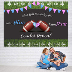 Lofaris Football Backdrop Baby Shower Pink and Blue Backdrops