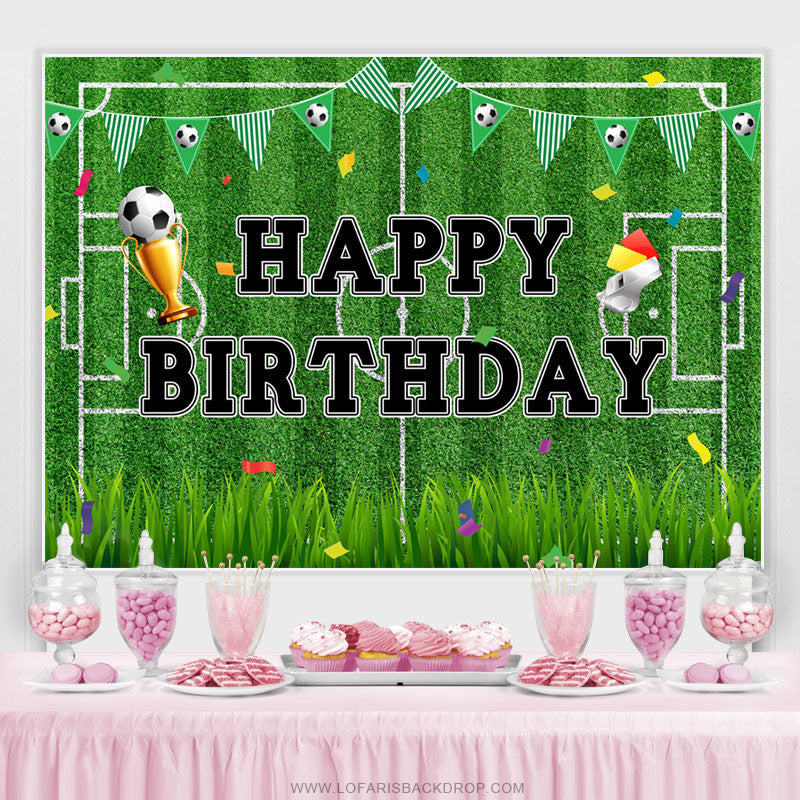 Lofaris Football Field Grass Sport Theme Birthday Backdrop