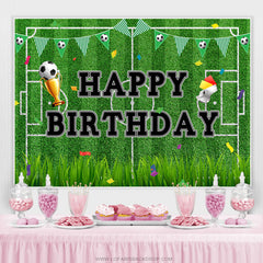 Lofaris Football Field Grass Sport Theme Birthday Backdrop